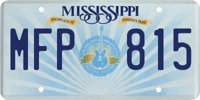 MS license plate MFP815