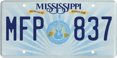 MS license plate MFP837