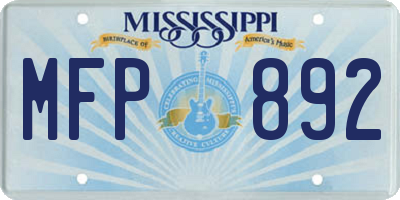 MS license plate MFP892