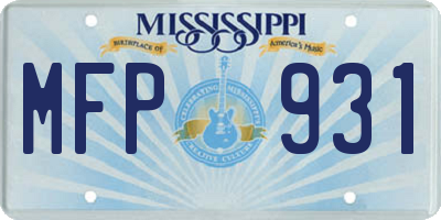 MS license plate MFP931