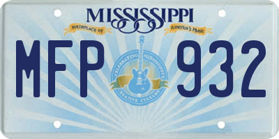 MS license plate MFP932