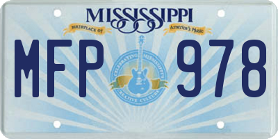 MS license plate MFP978