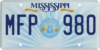 MS license plate MFP980