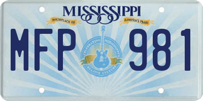 MS license plate MFP981