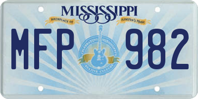 MS license plate MFP982