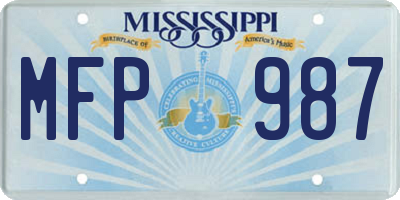 MS license plate MFP987