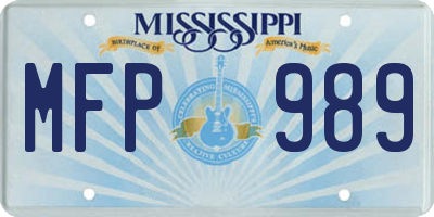 MS license plate MFP989