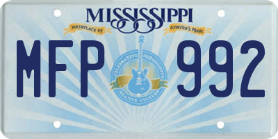 MS license plate MFP992