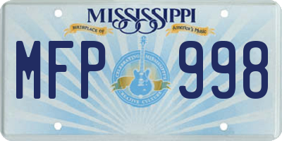 MS license plate MFP998