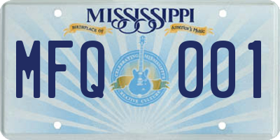 MS license plate MFQ001