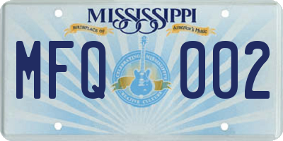 MS license plate MFQ002
