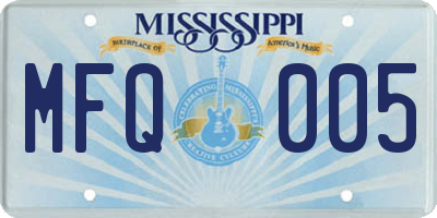 MS license plate MFQ005