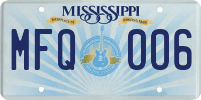 MS license plate MFQ006