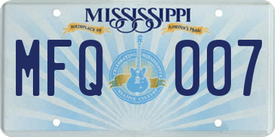 MS license plate MFQ007