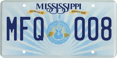 MS license plate MFQ008