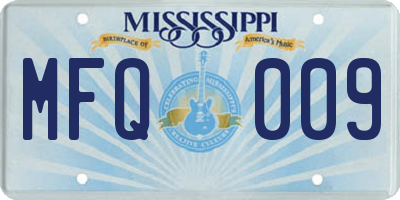 MS license plate MFQ009