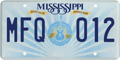 MS license plate MFQ012