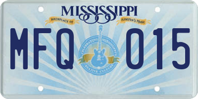 MS license plate MFQ015