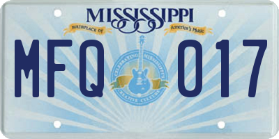 MS license plate MFQ017