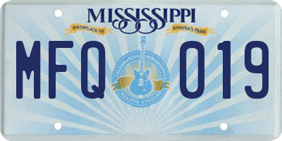 MS license plate MFQ019