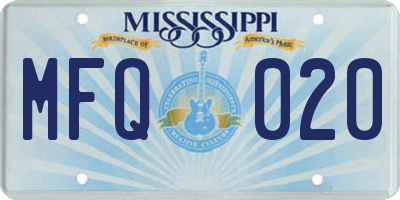 MS license plate MFQ020