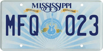 MS license plate MFQ023