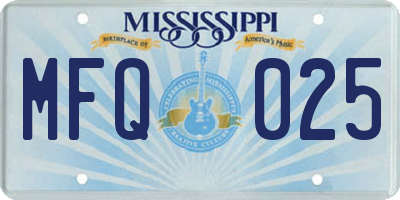 MS license plate MFQ025