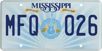 MS license plate MFQ026