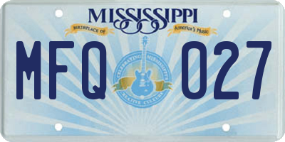 MS license plate MFQ027