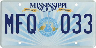 MS license plate MFQ033