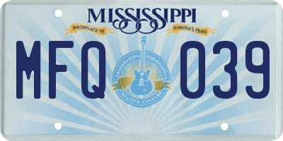 MS license plate MFQ039