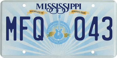 MS license plate MFQ043