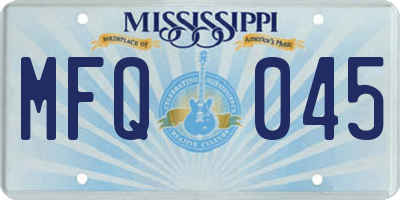 MS license plate MFQ045
