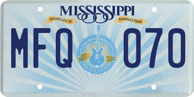 MS license plate MFQ070