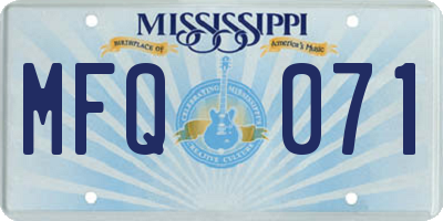 MS license plate MFQ071