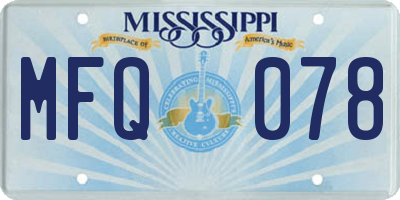 MS license plate MFQ078
