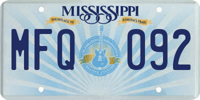 MS license plate MFQ092