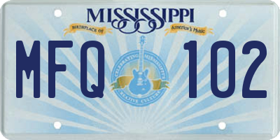 MS license plate MFQ102