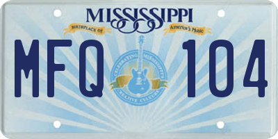 MS license plate MFQ104