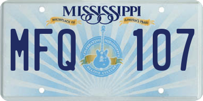 MS license plate MFQ107