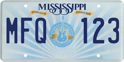 MS license plate MFQ123