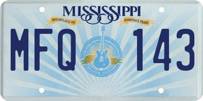 MS license plate MFQ143