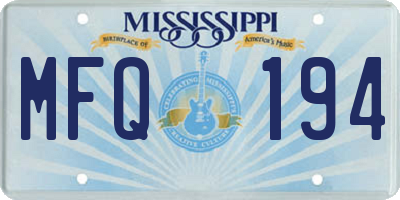 MS license plate MFQ194