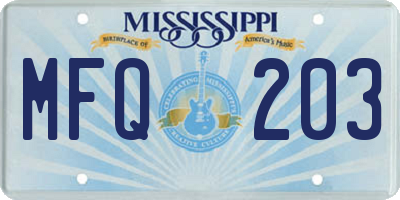 MS license plate MFQ203