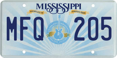 MS license plate MFQ205