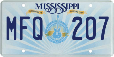 MS license plate MFQ207