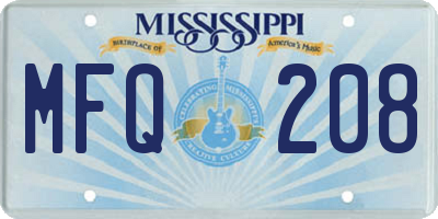 MS license plate MFQ208