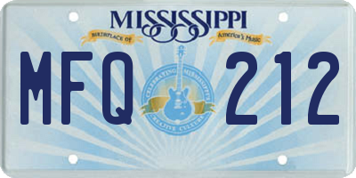 MS license plate MFQ212