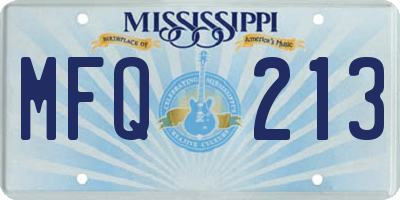 MS license plate MFQ213