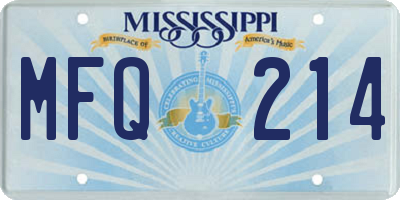 MS license plate MFQ214